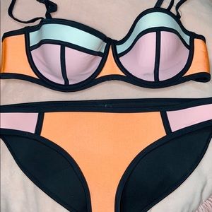 Authentic neon orange/light pink neoprene swimsuit